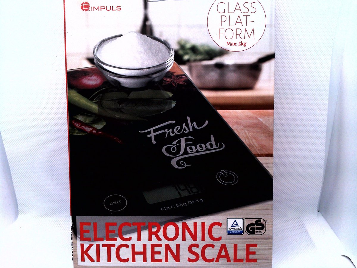 Impuls Digitale Precisie Keukenweegschaal - Glazen weegplatform - Tot 5kg -  Fresh Food... | bol.com