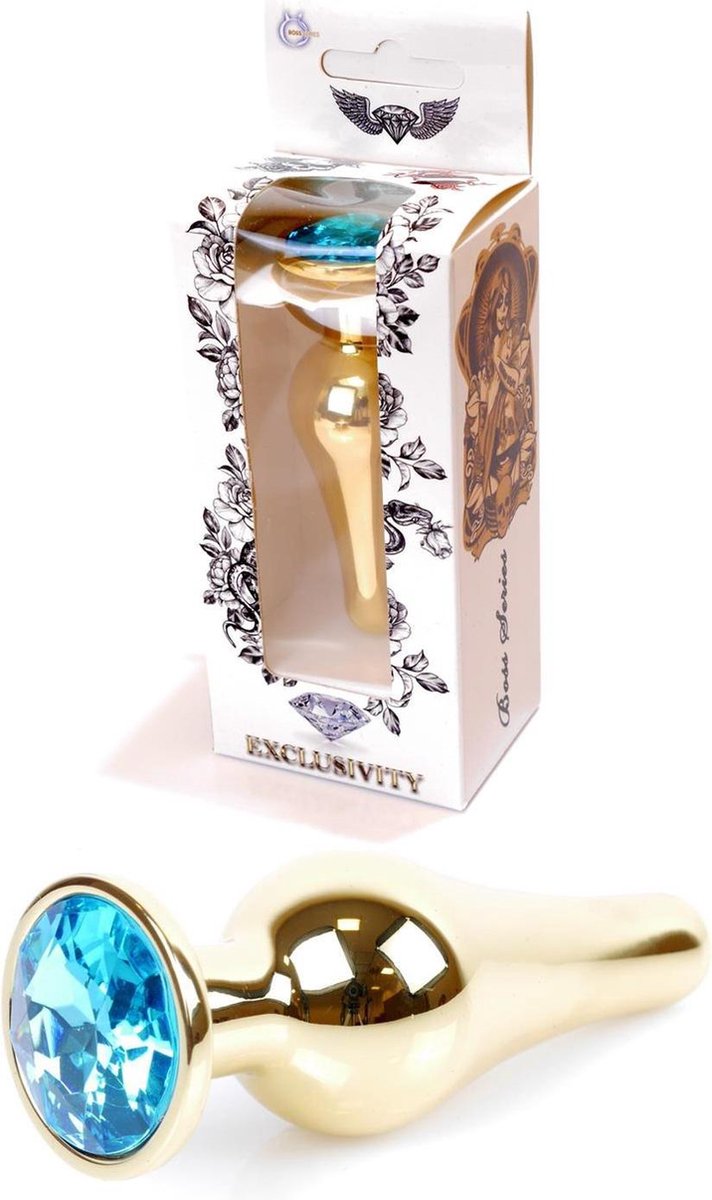 Goedkoopste Butt plug - Anaal plug- Jawellery Gold BUTT PLUG- Light Blue