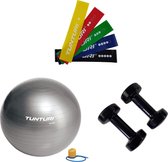 Tunturi - Fitness Set - Gewichten - 2 x 5 kg - Fitness Bal - Weerstandsbanden - Resistance Band