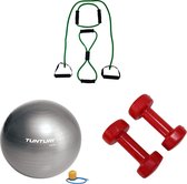 Tunturi - Fitness Set - Gewichten - 2 x 3 kg - Fitness Bal - Tubbingset - Resistance Band - Groen