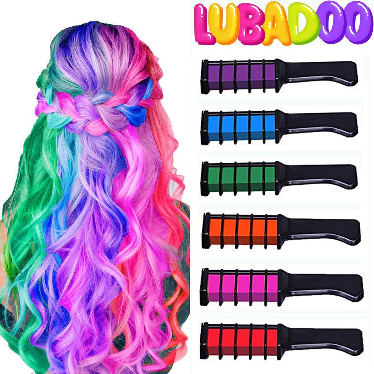 LUBADOO - Haarkrijt - Haarkrijt voor Kinderen - Haarmascara - Hair chalk - Haarkrijt kam - Haarstift