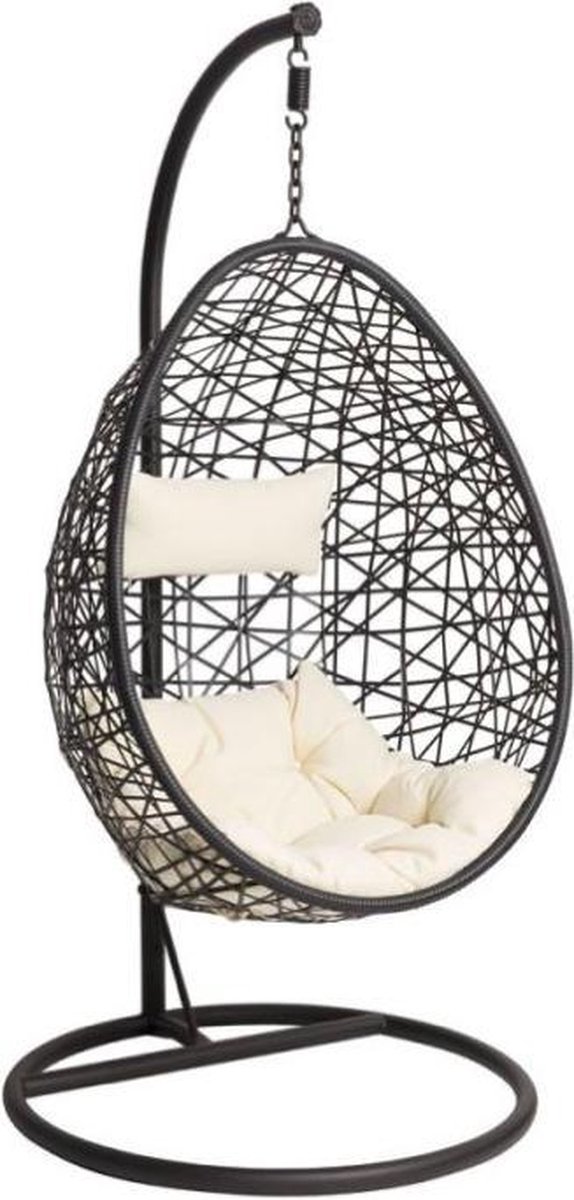 Hangstoel - Grijze kussens- ei - egg chair zwart - lounge stoel - woondecoratie -... | bol.com