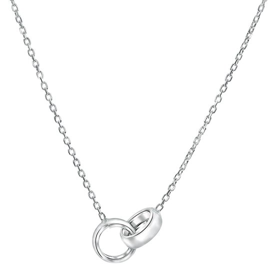 Lucardi Dames Ketting met hanger dubbele ring - Echt Zilver - Ketting -  Cadeau - 42 cm... | bol.com
