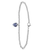 Lucardi Dames Armband bol/hart light sapphire kristal - Staal - Armband - Cadeau - 19 cm - Zilverkleurig