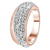 Lucardi Dames Ring roseplated wit kristal - Ring - Cadeau - Staal - Rosékleurig