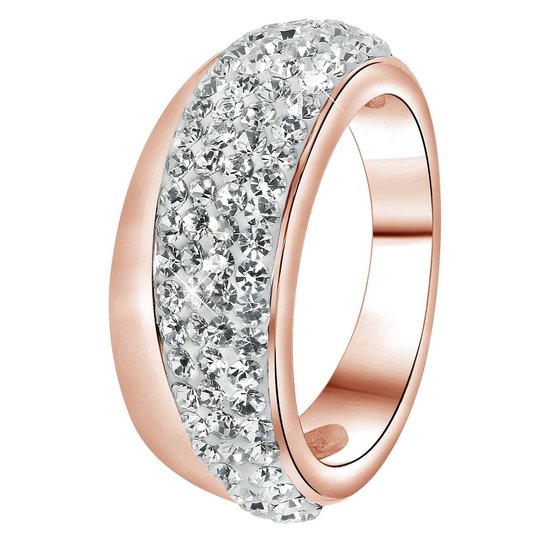Lucardi Dames Ring roseplated wit kristal - Ring - Cadeau - Staal -  Rosékleurig | bol.com