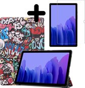 Hoes Geschikt voor Samsung Galaxy Tab A7 Hoes Book Case Hoesje Trifold Cover Met Screenprotector - Hoesje Geschikt voor Samsung Tab A7 Hoesje Bookcase - Graffity