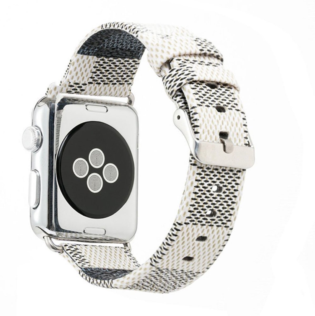 Leren bandje - Apple Watch 42mm 44mm 45mm - wit zilverkleurige gesp