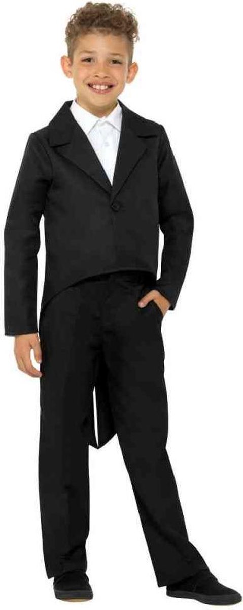Smiffys - Tailcoat Kinder Kostuum - Kids tm 9 jaar - Zwart
