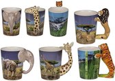 Mok dier / drinkbeker /dieren / Giraffe / Olifant / Tijger / Leeuw / handvat 3D dier
