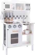 New Classic Toys Houten Speelkeuken Wit - Met Kookplaat die Licht geeft en Kook Geluid maakt - Krijtbord aan de zijkant