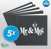 5x Muziekwenskaart - Mr & Mrs – zelf opneembaar – 60 seconden – 21x21cm – hoge kwaliteit – inclusief envelop