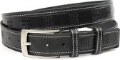 JV Belts Unisex riem zwart - heren en dames riem - 3.5 cm breed - Naturel - Echt Leer - Taille: 120cm - Totale lengte riem: 135cm