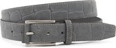 Croco look suede riem donker grijs 3.5 cm breed - Grijs - Sportief - Echt Suede croco look - Taille: 95cm - Totale lengte riem: 110cm