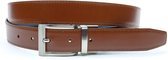 JV Belts Draaibare reversible riem midden bruin/zwart - heren en dames riem - 3 cm breed - Zwart / Cognac - Echt Leer - Taille: 105cm - Totale lengte riem: 120cm