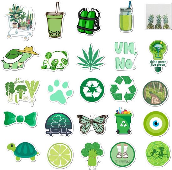 New green sticker set vinyl stickers 50 stuks bol