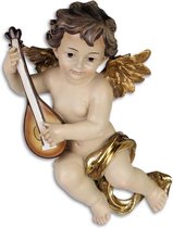 Resin figuurtje Engel met Fluit - Beeldje - Kerstbeeld Hars - 32,5 cm hoog