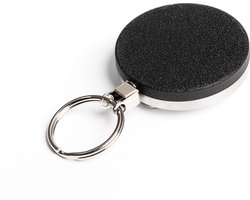 Zwarte metalen yoyo Sleutelhanger met 120cm nylon koord en sleutelring / Skipashouder type EG50