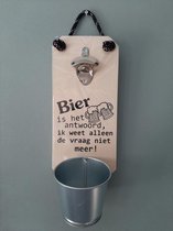 Bieropener - Flesopener -Bier is het antwoord, ik weet - Cadeau - Vaderdag