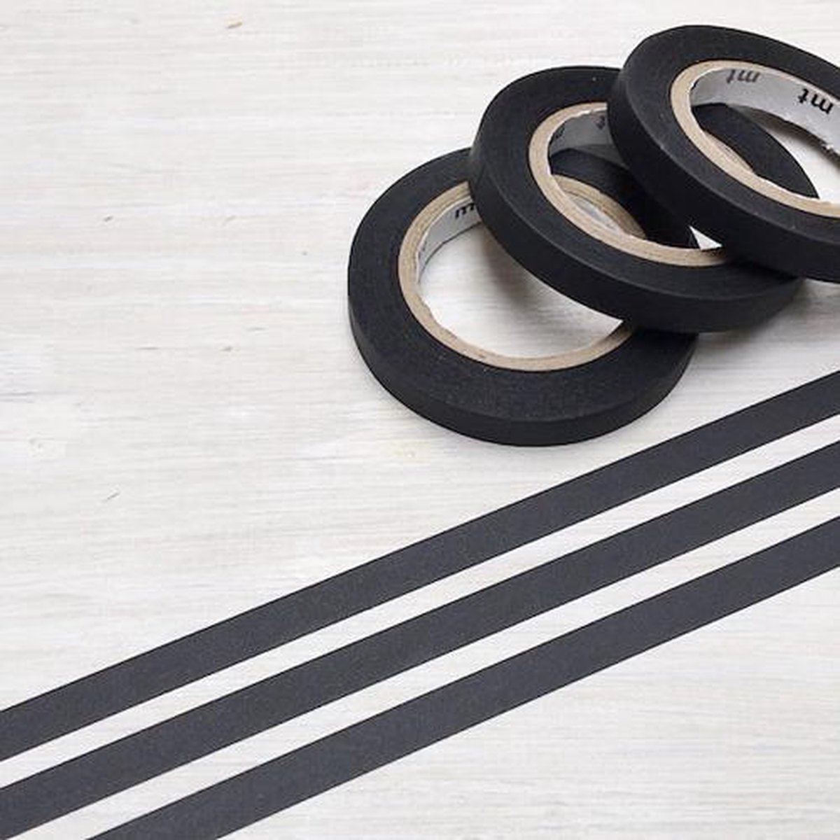 MT washi tape matte black 6 mm 3 rollen Masking Tape Zwart — afbeelding 4