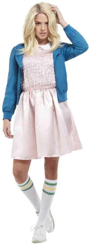 Smiffy's - Leraar & Professor & Scholier & Student Kostuum - 80s Schoolmeisje - Vrouw - blauw,roze - Small - Carnavalskleding - Verkleedkleding
