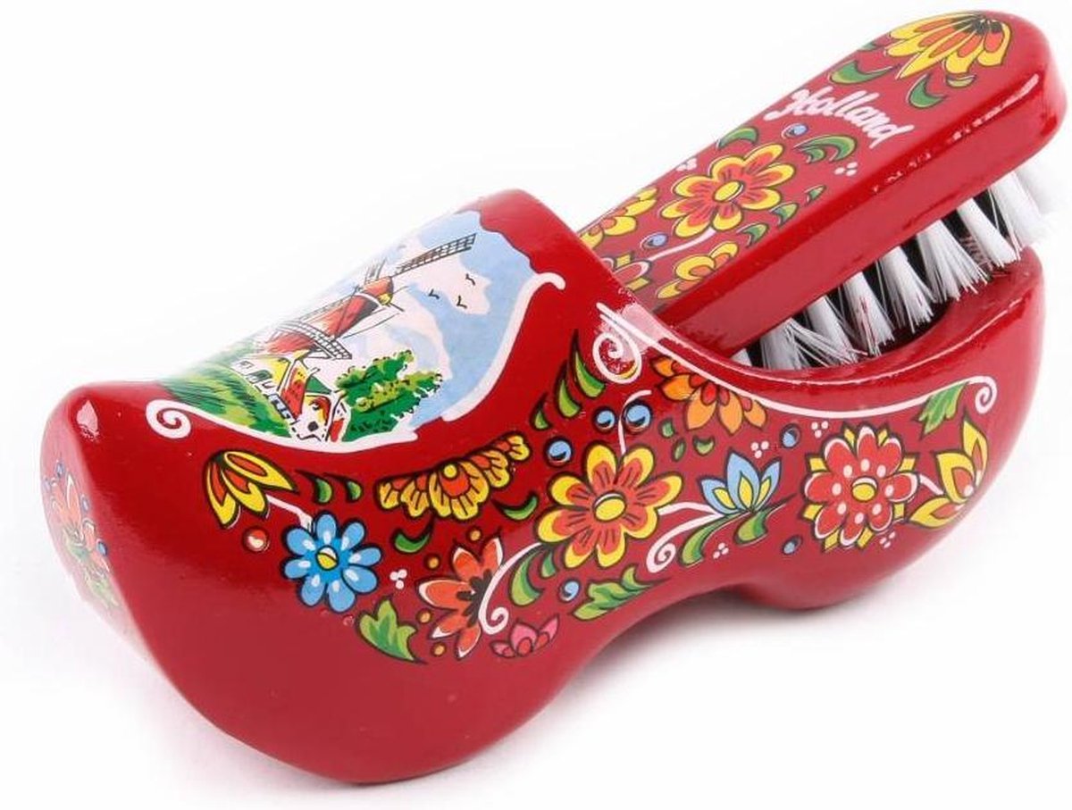 Houten Borstelklomp Holland Rood 16 Cm - Souvenir