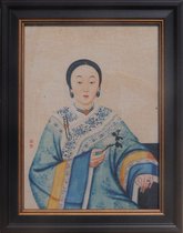 Fine Asianliving Chinees Schilderij in Lijst Chinese Vrouw B32xH42cm