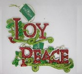 Vintage glitter Kersthanger, Kurt Adler,  2 stuks, Peace & Joy, 15 x 6 cm & 11,5 x 7 cm