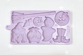 Karen Davies Halloween Cookie Mould | Siliconen Koekjes Mal | Heks | Kookpot | Spook | Pompoen | Bezemsteel