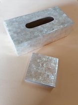 tissue box tissuehouder zakdoekhouder schelpendoos doos schelpen onderzetters
