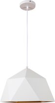 QUVIO Hanglamp modern / Plafondlamp / Sfeerlamp / Leeslamp / Eettafellamp / Verlichting / Slaapkamer lamp / Slaapkamer verlichting / Keukenverlichting / Keukenlamp - Hoekig design - Diameter 33 cm - Wit