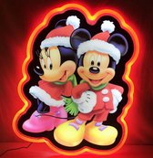 Disney Mickey & Minnie Mouse Kerst Contour Led Wanddecoratie 80 x 60 cm