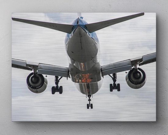 - Schilderij - Klm Boeing Tail Shot Inclusief Ophangplaatjes Luchtvaart Muurdecoratie - Multicolor - 80 X 60 Cm