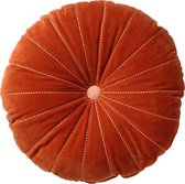 Dutch Decor MAAN - Sierkussen rond velvet Potters Clay 50 cm - oranje