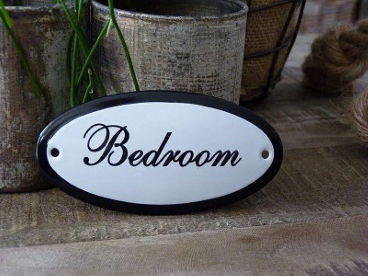 Emaille Deurbordje Ovaal \'bedroom\'