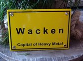 Emaille koelkastmagneet Wacken capital of heavy metal 6x4 met magneet