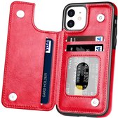 Wallet case geschikt voor Apple iPhone 12 / 12 Pro - 6.1 inch - rood