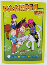 PAARDEN BOEK - PUZZEL KLEUR STICKER BOEK