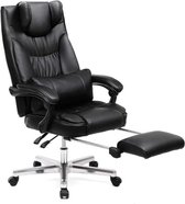 NumberOneCompany SONGMICS Luxe bureaustoel met inklapbare hoofdsteun, uittrekbare voetensteun, extra grote orthopedische managersstoel, ergonomische gamingstoel, zwart, OBG75B, imi