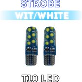 2x T10 Led Canbus HQ Strobe White - Stoboscoop interieurverlichting - Wit - Flikkerend