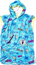 Surf Avalon Beach Blue- Towel Poncho Kids - Hoody towel - Soft / Lightweight - Bad poncho - Omkleed handdoek