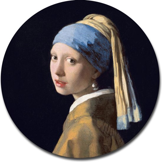 Cercle mural Fille à la perle - Johannes Vermeer - 60x60 cm - Cercle mural - Dibond - Aluminium