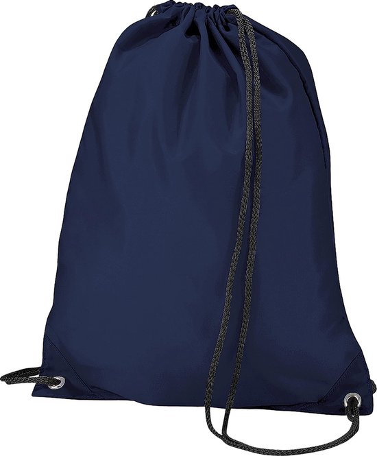 Bagbase Budget Waterbestendige Sport Gymsac-trekkoordzak (11 Liter) (Marineblauw)