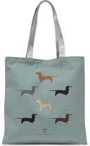 Hound & Herringbone - Teckelbende Chroma Draagtas - Dachshund Drove Chroma Tote Bag