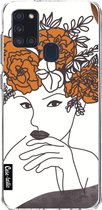 Casetastic Samsung Galaxy A21s (2020) Hoesje - Softcover Hoesje met Design - Flower Girl Lines Print