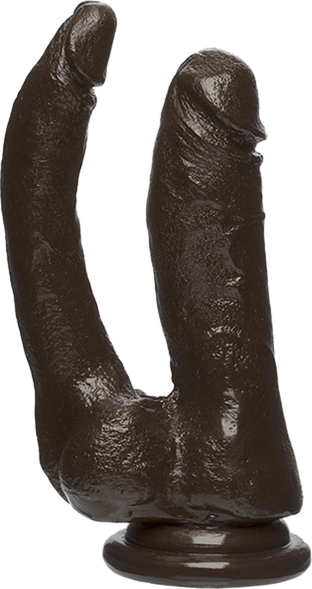 Goedkoopste Doc Johnson Double Dippin' D - Dubbele Realistische FIRMSKYN Dildo chocolate
