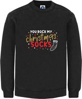 Kerst sweater - you rock my Christmas socks - Kersttrui - Zwart - Large - Unisex