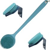 Bobbels & Putten - Lichaamsborstel - bad borstel set - met houder - blauw  - doucheborstel met steel - dry brush - massageborstel -