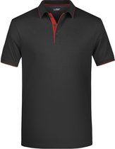 James and Nicholson Hommes Polo Stripe Shirt (Zwart/ Rouge)