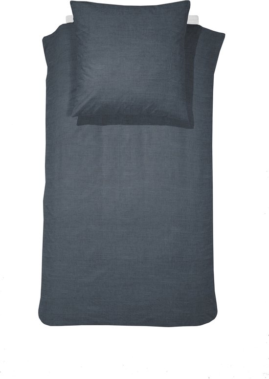 Parure housse de couette 1 personne Cinderella Lyn 135x200cm coton anthracite + 1 taie d'oreiller 60x70